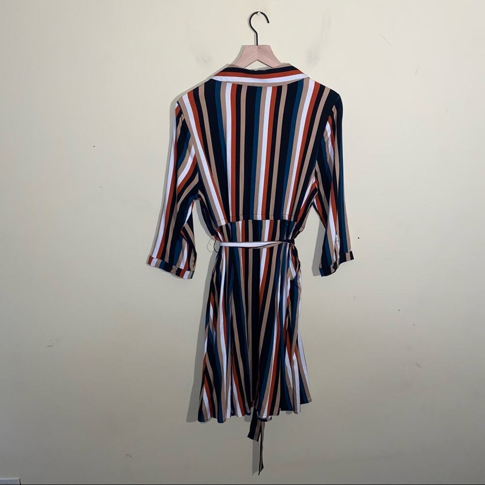 TORRID striped buttonup shirt dress w belt 2X work wear light academia - Picture 4 of 4